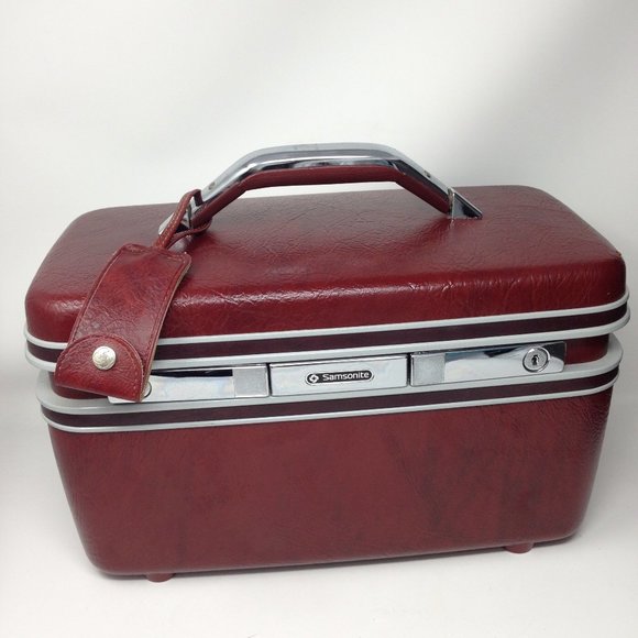 Samsonite Handbags - VINTAGE SAMSONITE MAROON SILOUETTE TRAIN MIRRORED HARD CASE LUGGAGE!